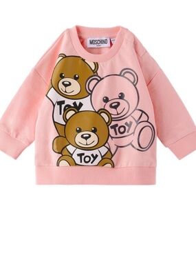 Moschino Baby Pink Teddy Friends Crew Neck Sweatshirt